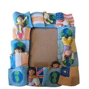 1994 HB Group BB Burnes 3x5 ceramic frame childern of the world flags cartoonish